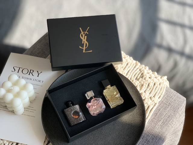 High-end quality three-piece mini YSL perfume set in a wooden box, each bottle 7 High-end quality three-piece mini YSL perfume set in a wooden box, each bottle 7
