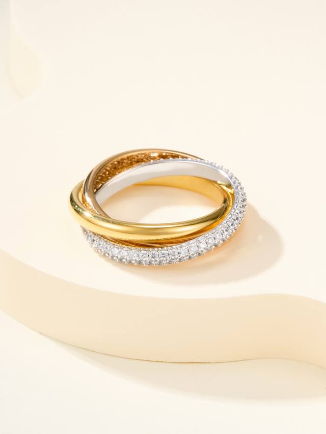 Tinity Triple-Ring Small Diamond Ring, US Size 6789, each band 2.5mm. Made of ye Tinity Triple-Ring Small Diamond Ring, US Size 6789, each band 2.5mm. Made of ye