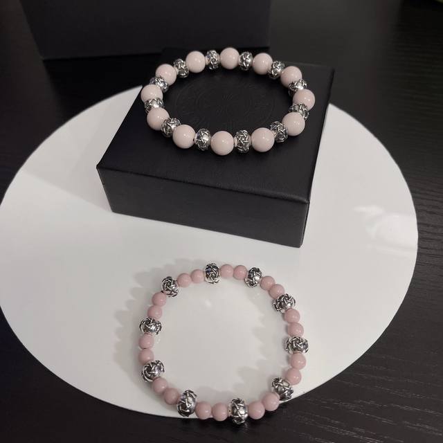 A Chrome Hearts pink natural stone bracelet/rope/bracelet, suitable for women, m A Chrome Hearts pink natural stone bracelet/rope/bracelet, suitable for women, m