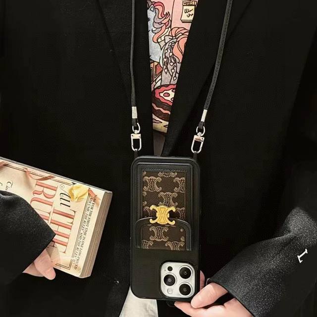 Celine crossbody phone case with card slot, full coverage, lanyard detachable. M Celine crossbody phone case with card slot, full coverage, lanyard detachable. M
