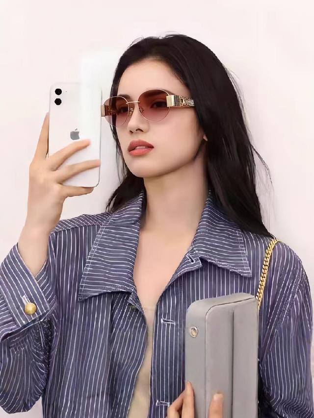 Celine 2025 New Sunglasses Arc de Triomphe Lisa Same Style Women's Vintage Metal Celine 2025 New Sunglasses Arc de Triomphe Lisa Same Style Women's Vintage Metal