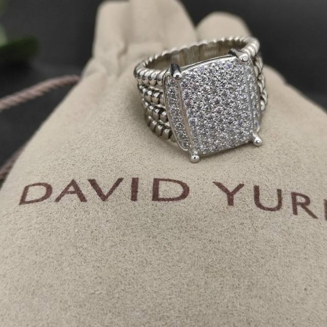 V Gold David Yurman Large Studded Diamond Ring, Full Diamond, Size: Us, 6-7-8-9,