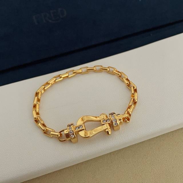 Force 10 Fred Half-Diamond Horseshoe Buckle Bracelet, Precision Micro-Set, High-