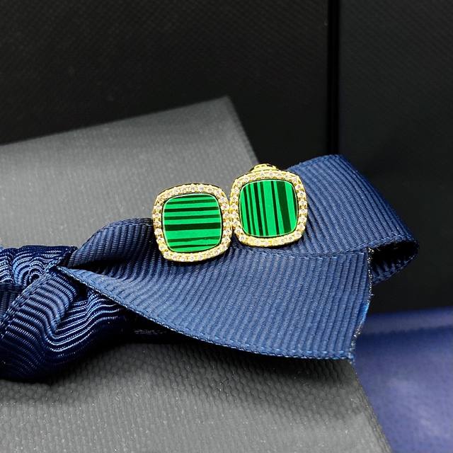 Apm Monaco Malachite Stud Earrings With A Simple And Fashionable Design, Perfect