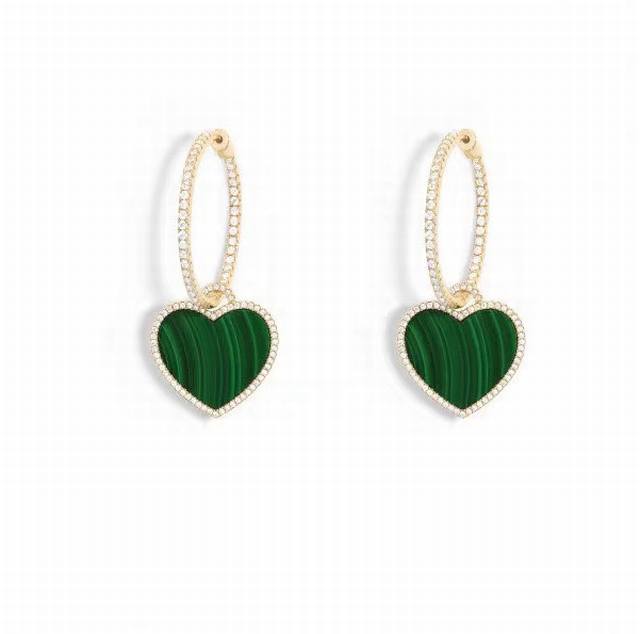 Apm Monaco Peacock Stone Heart And Dense-Set Earrings, Fashionable Gift For Birt