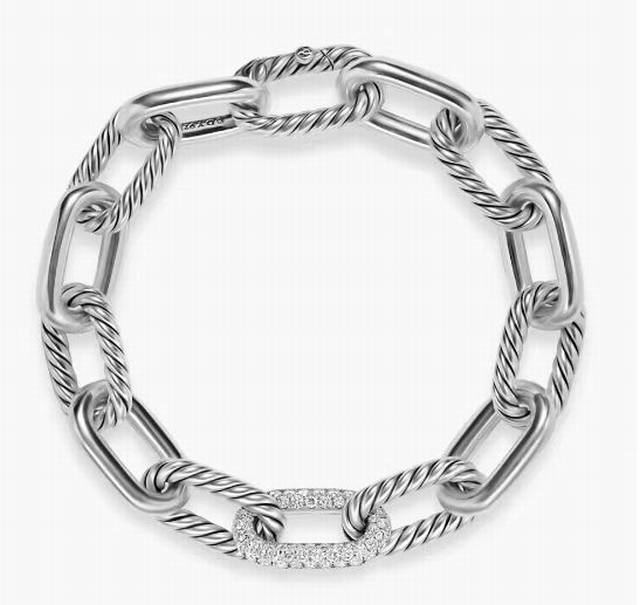 V Gold David Yurman Madison Chain Multi-Silver Single Diamond Bracelet Size: 21C