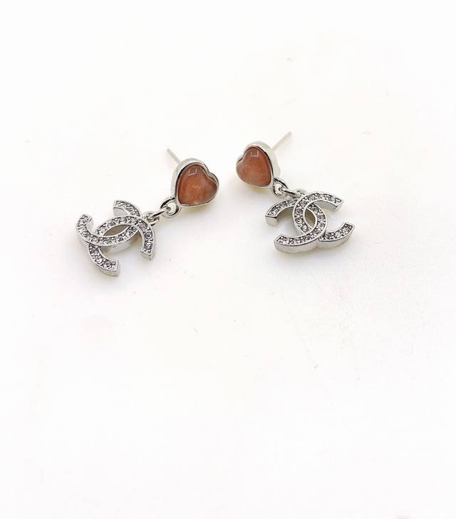 Chanel Latest Orange Heart Earrings, Zp Brass Material