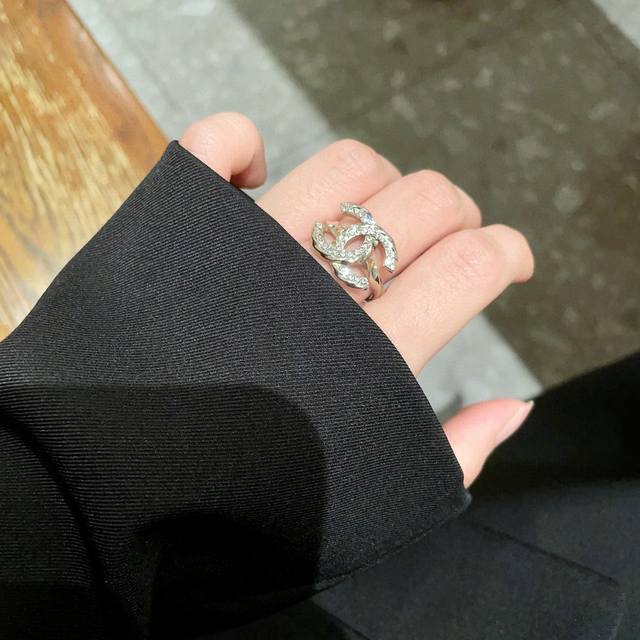 Chanel-Inspired Double C-Shaped Diamond-Encrusted Ring! You'll Want To Complimen