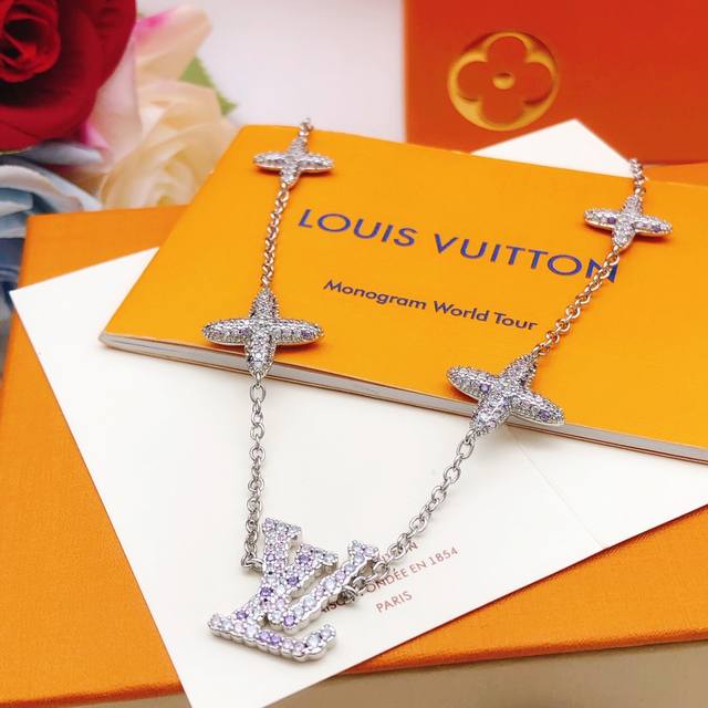 Lxl0095 Lv*Latest-Style Silver Vintage Necklace, Consistent Zp Brass Material.