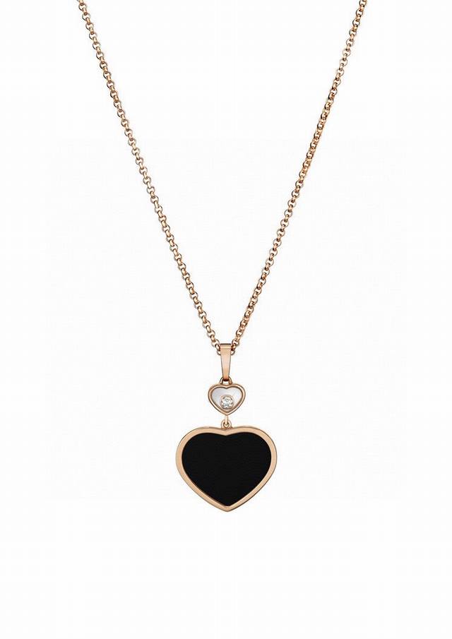Chopard Necklace Black Onyx Heart-Shaped Beating Heart Necklace With Dynamic Dia