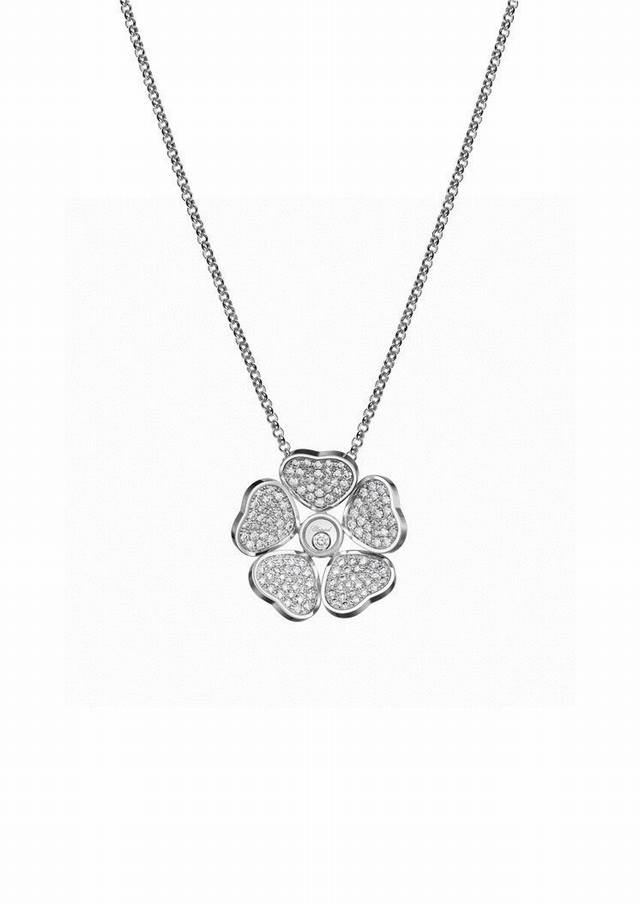 Chopard Necklace With Five-Leaf Clover Heart-Shaped 5A-Grade Diamond Necklace, E