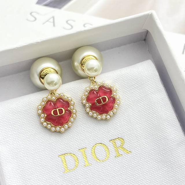Code E2871 0267820 Dior Ear Studs, Hot-Selling New Arrival Dior Jelly Pink Four-
