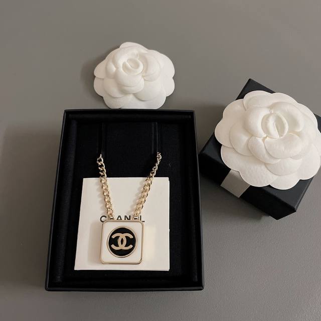 Our Exclusive Release: Black And White Color-Blocked Square Necklace. Purchased