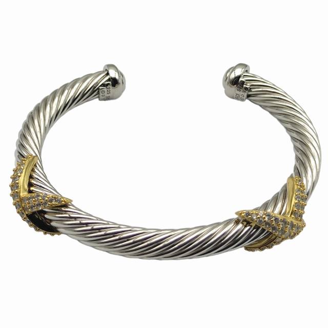 David Yurman Two-Tone 7Mm Diamond Single X Bracelet. Item Number Dysz-328