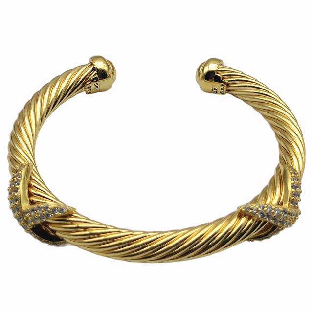 David Yurman Gold 7Mm Double X Bracelet With Diamonds. Item Number Dysz-326