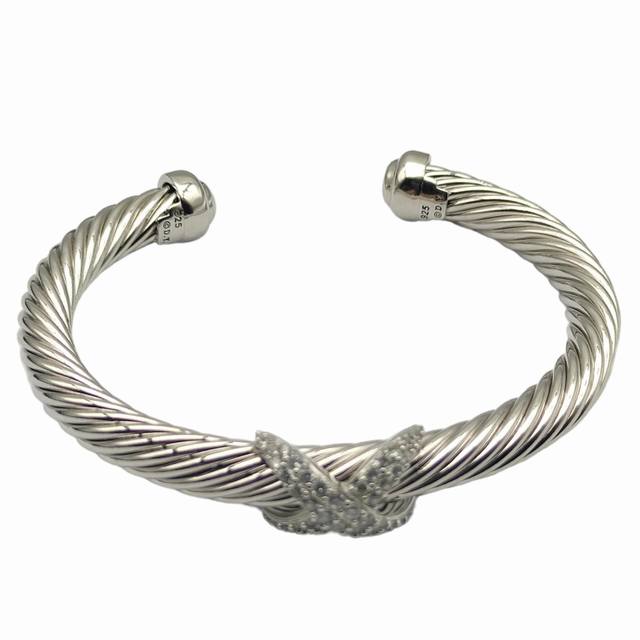 David Yurman Silver 7Mm Diamond Single X Bracelet. Item Number Dysz-323