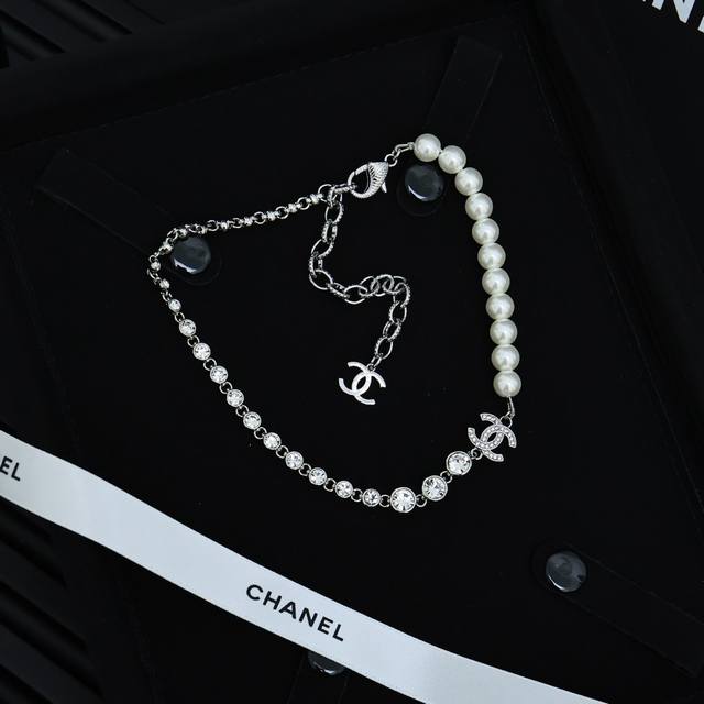 Chanel Half-Diamond Double C Pearl Necklace Chanel's Pearl Necklace Is Truly Ful