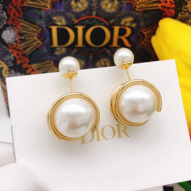Code Ded0094 Dior Large Pearl Stud Earrings, Original New Product, High-End Qual