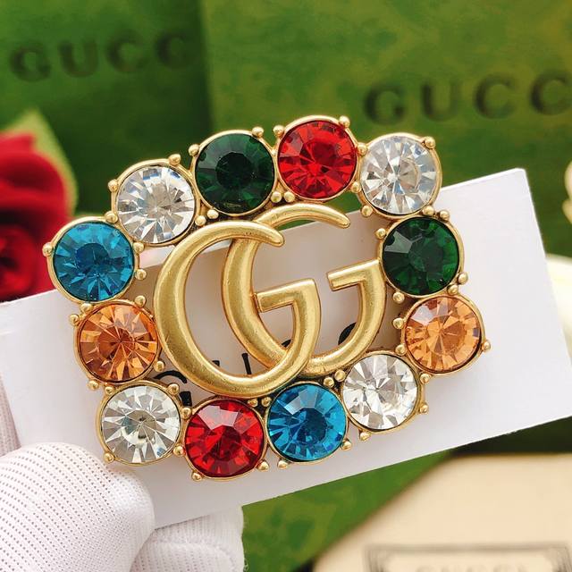 Model Number Gxz0023 Gucci*Latest Color Diamond Brooch, Zp Brass Material