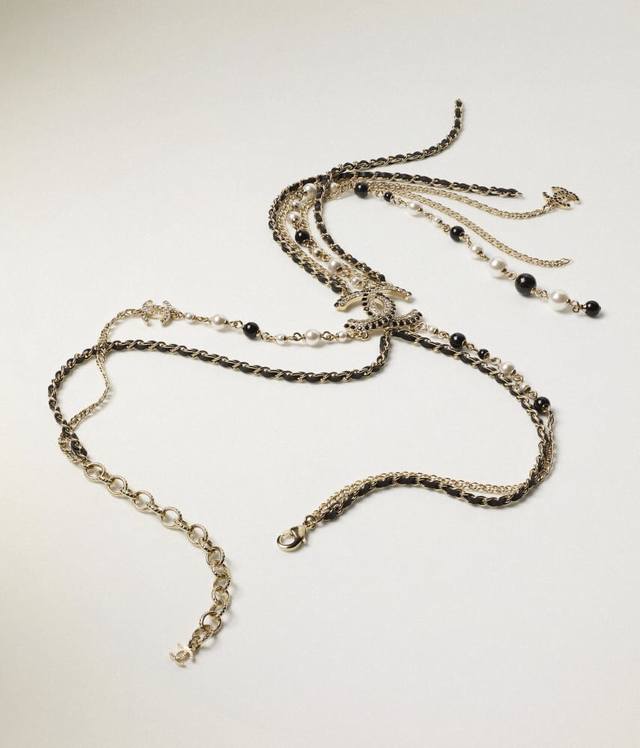 Chanel New Black Leather Chanel Sweater Chain