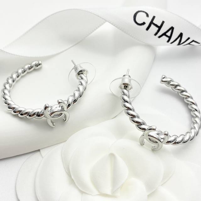 Code E2898 Chanel-Inspired Stud Earrings Are Now Available! Chan 25 Silver Twist