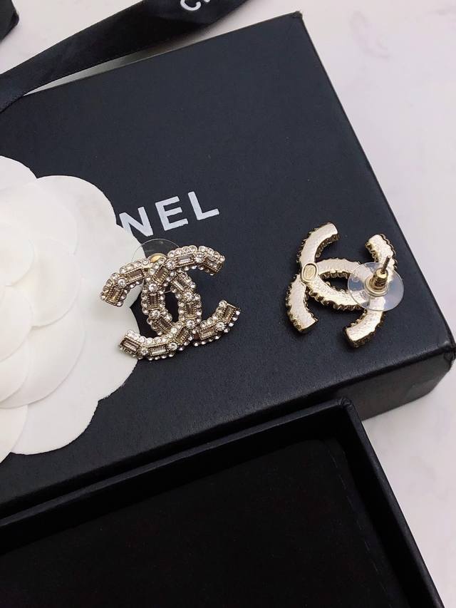 Xiang Diamond-Edged Double C Earrings New Super Popular Style! Limited Quantity