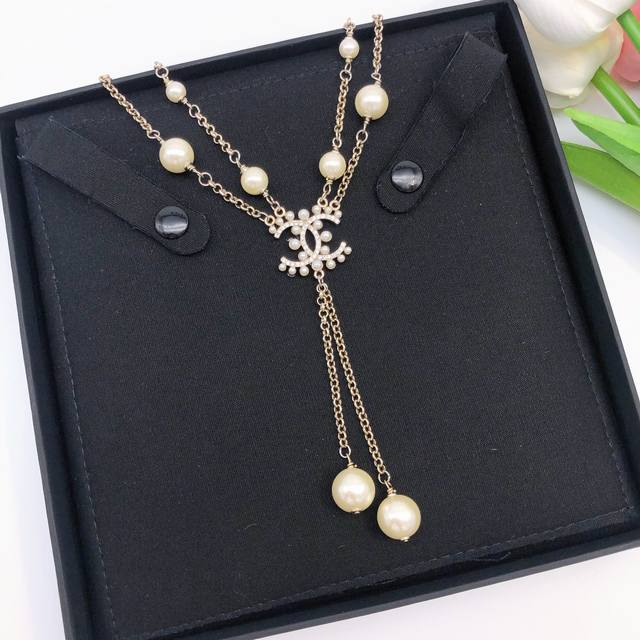 Model Number Xxl0035 New Year Pearl Double C Small Pearl Necklace With Fringe Co