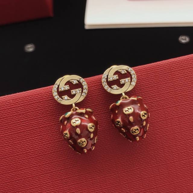 Sku Ged0234 Gucci*Latest Strawberry Stud Earrings, Zp Brass Material