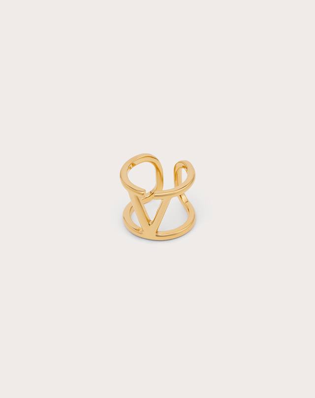Valentino New Ring Vlogo Signature Metal Finish Ring Made In Italy V-Shaped Open