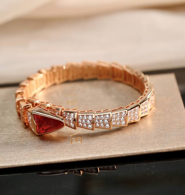 Bvlgari Serpenti Series Rose Gold Diamond-Set Ruby Snake Bracelet Serpenti, The