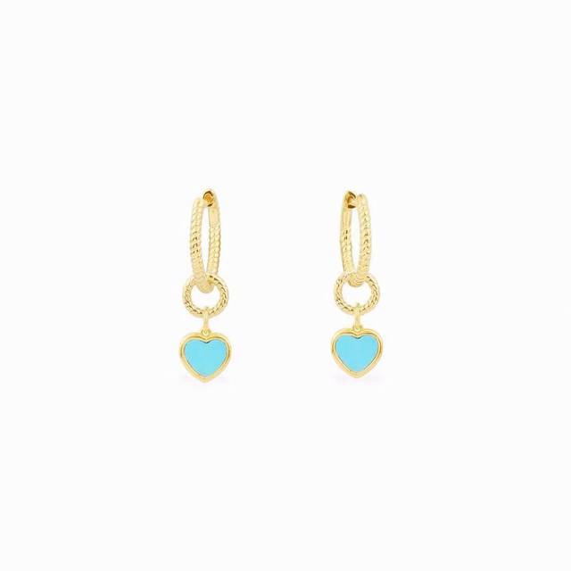 A Monaco Sky Blue Heart Double Circle Earrings! A Unique Heart-Shaped Design Wra