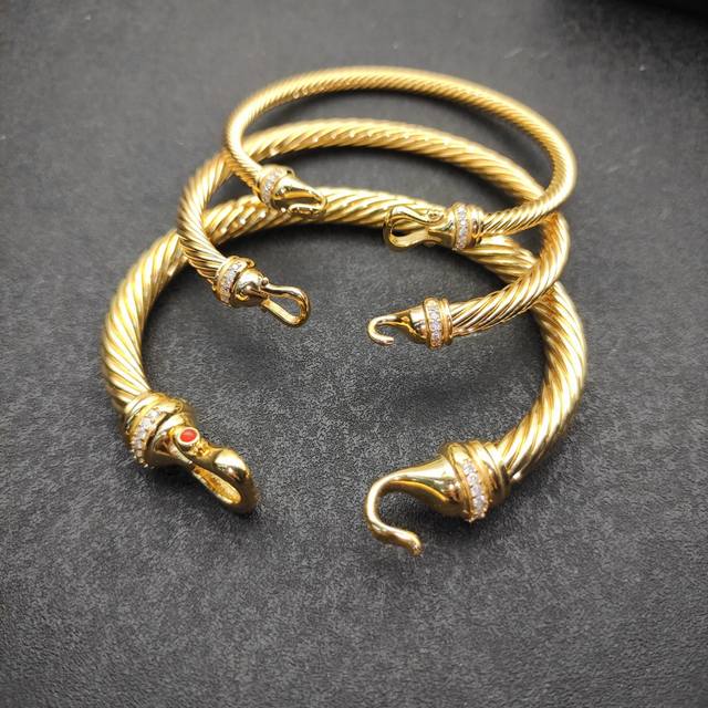 New Arrival David Yurman Gold Diamond Hook Bracelet. Three Styles Available. Rec