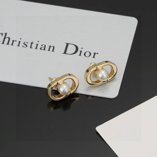 Dior Golden Cd Ear Studs, Meticulously Crafted, Small And Delicate, Understated