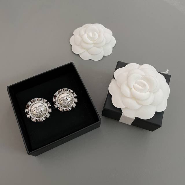 Our Exclusive Design: Round Pleated Pearl Ear Studs. An Absolutely Stunning Pair