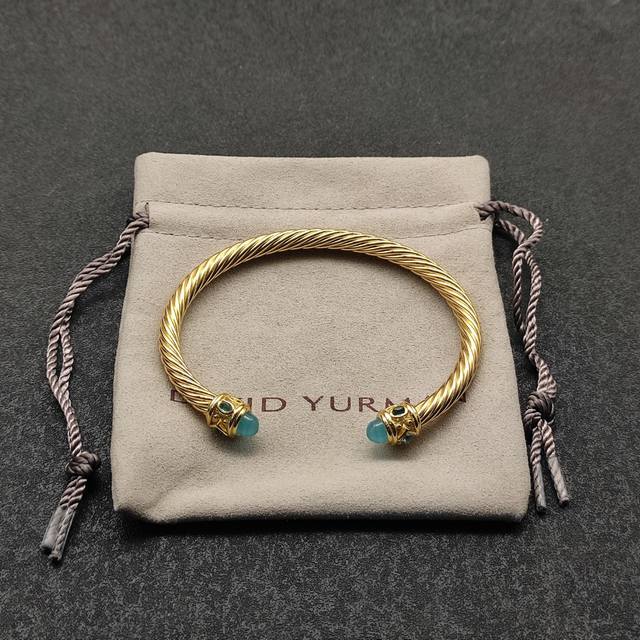 New Arrival David Yurman 5Mm Gold-Plated Diamond-Shaped Blue Agate Bracelet, Rec