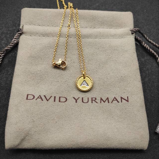 David Yurman Round Diamond-Studded Letter Necklace A, Available In Gold And Silv