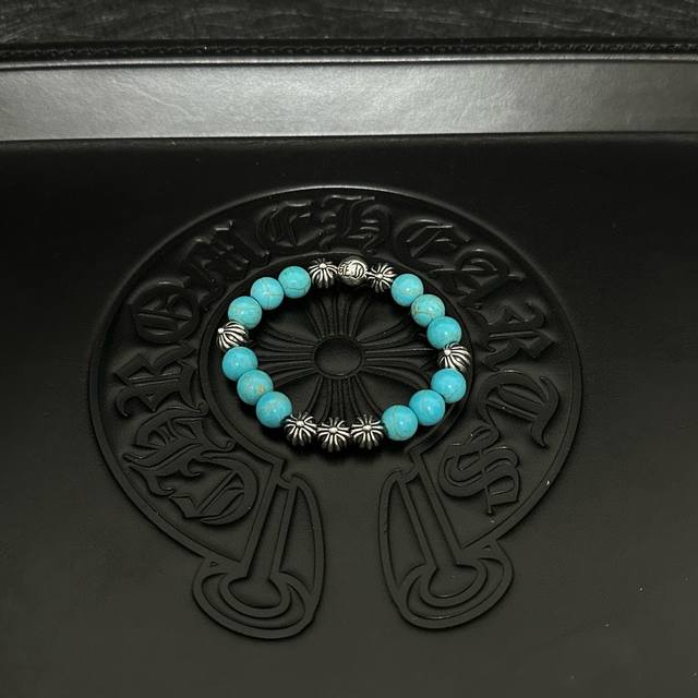 Blue Eight-Bead Bracelet! Chrome Hearts Classic Design! Premium Quality! Authent