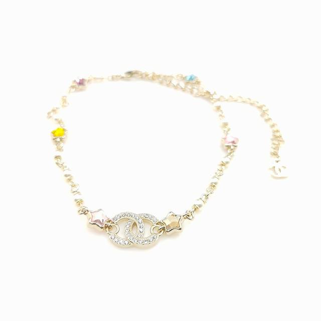 Ch*Nel Latest Color Diamond Five-Pointed Star Necklace, Zp Brass Material