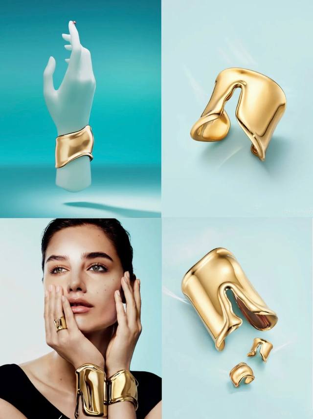 Tfn Tiffany Bone Cuff Western-Style Fashion Metal Smooth Open Ring Brass Materia