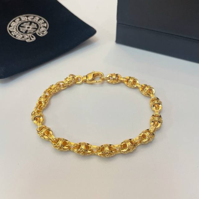 New Arrival, Counter Quality Chrome Hearts Cross Heart Gold Classic Retro Bracel