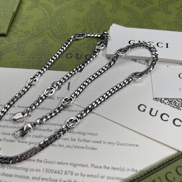 Gucci Interlocking Double G Wide Enamel Necklace