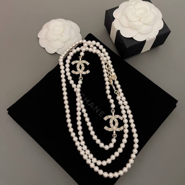 High-Quality, Details As Shown. Two Double C Pearl Long Chains. Purchased Throug