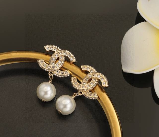 Chanel Classic Double C Crystal Pearl Earrings Swarovski Crystals Are Perfect Fo