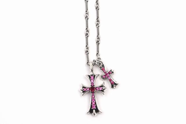 Crown Heart Antique Rose Red Diamond Cross Necklace Unique Style Design, Classic