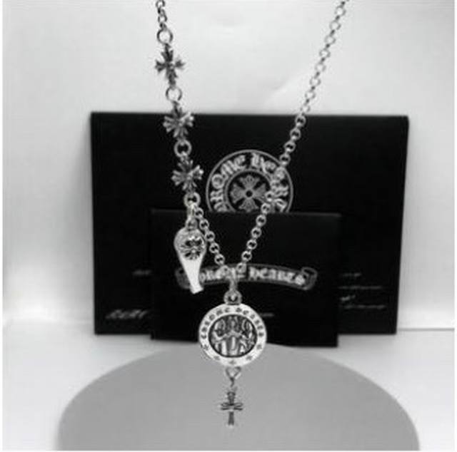 Ch Cross Silver Necklace With Unique Angel Pendant, Men's Trendy Thai Silver Ret