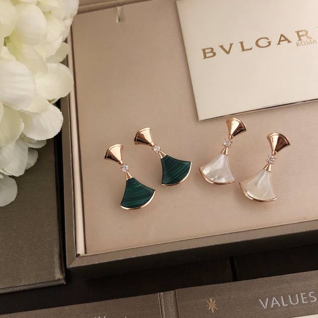 Precision Crafted Version Bvlgari Diva Series Malachite Green Dress Earrings, Sm