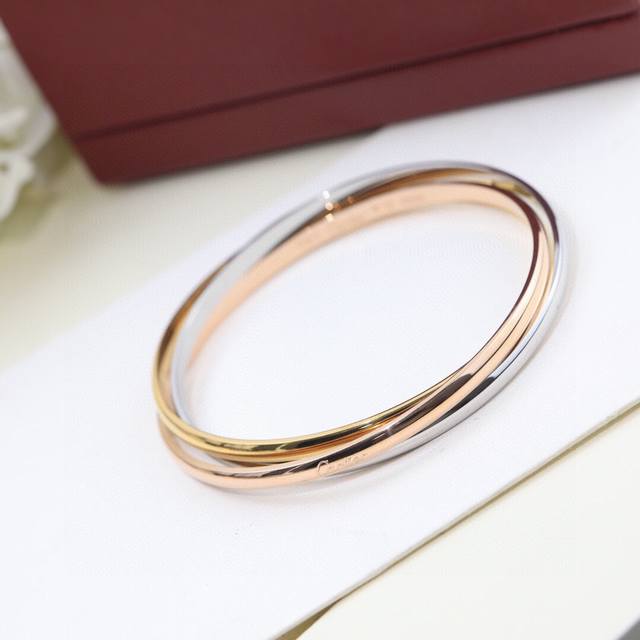 Precision-Crafted Cartier Bracelet New Version, Round Ring, Three-Ring Three-Col