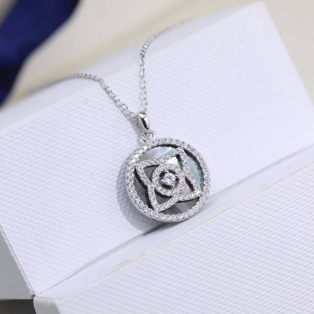 De Beers Necklace, 925 Sterling Silver, 18K Gold Plating, Imported High-Carbon D