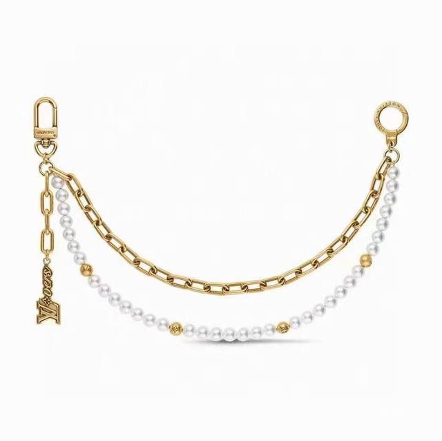 Louis Vuitton Gold Hardware Chain Belt Pearl Pant Chain Metal Bag Accessory Stra