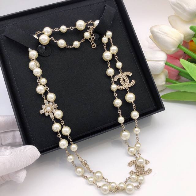 Flower Pearl Long Chain Cross Flower Long Chain, Fairy-Like Beauty, A Must-Have